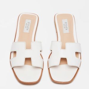 STEVE MADDEN Hadyn White Leather Sandals
